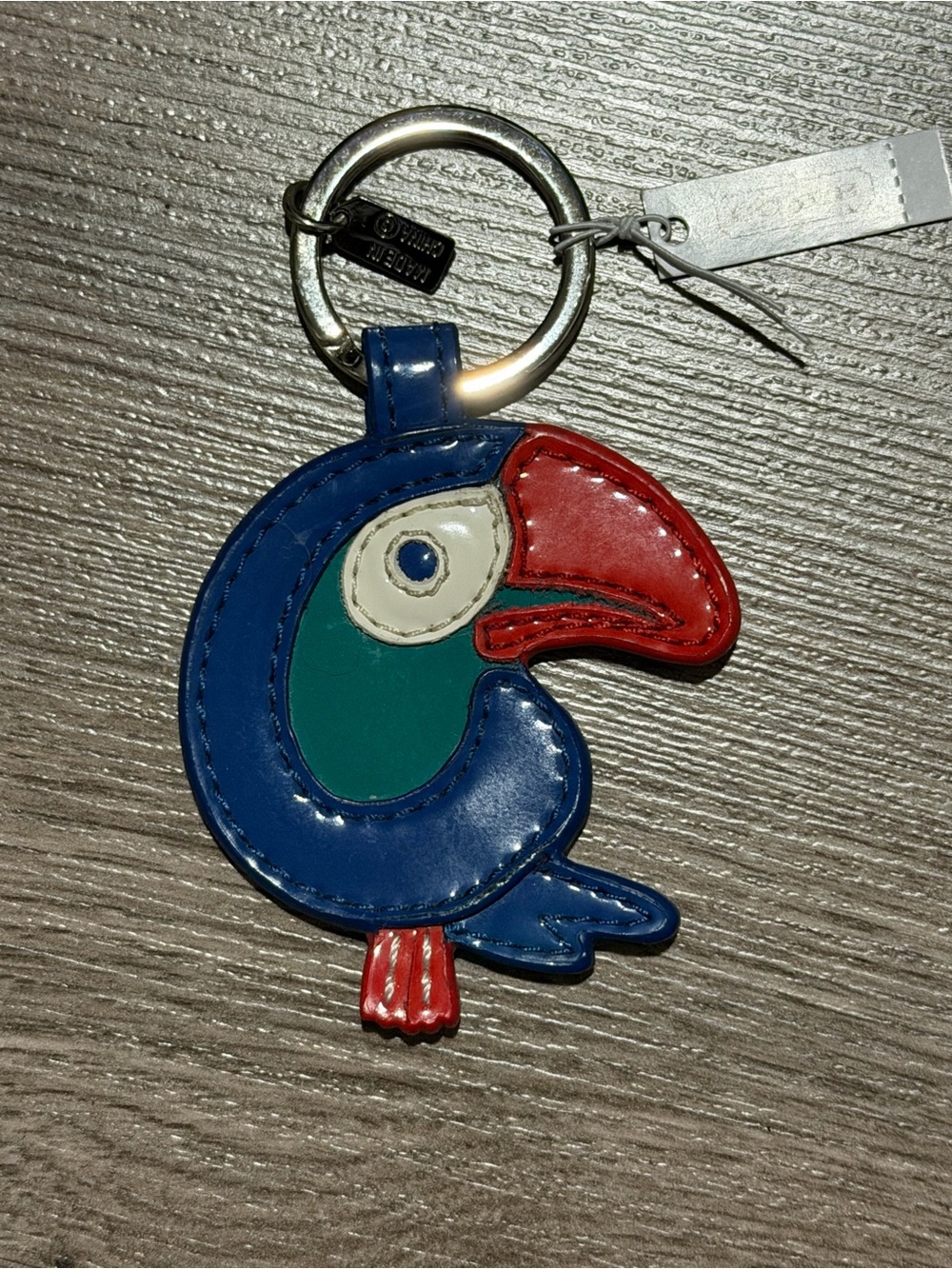 Coach Blue Red Green Parrot Keyring Charm